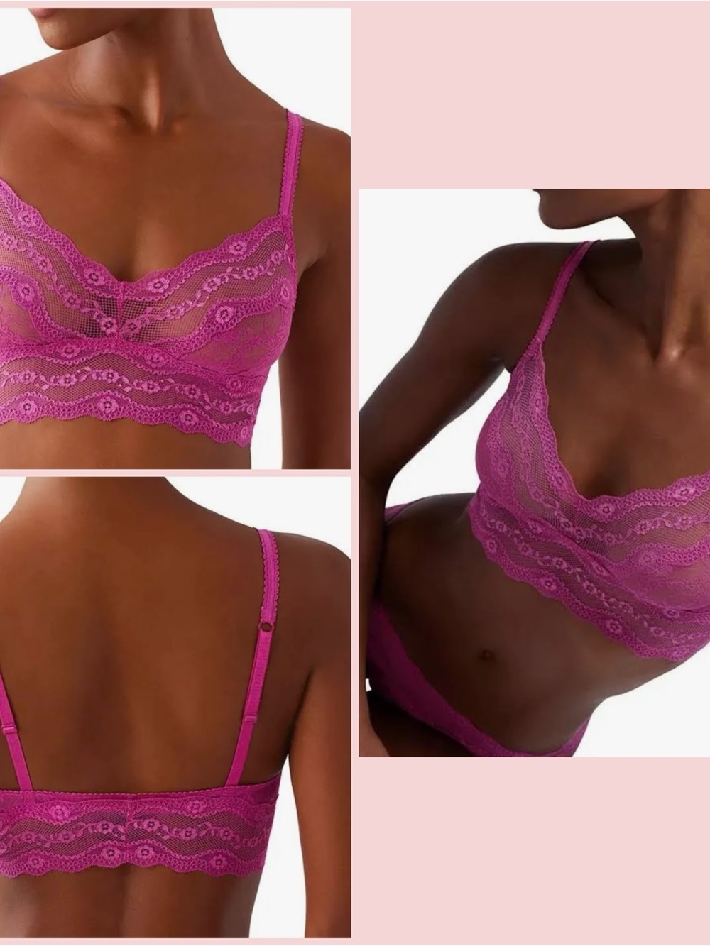 B.TEMPTD LACE KISS BRALETTE Fuchsia NWT
